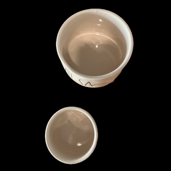 Rae Dunn Salsa and Guac bowls with wooden spoons. - Picture 2 of 7